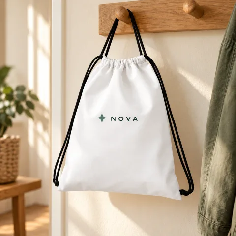 Bags & Travel — All-Over Print Drawstring Bag in a natural editorial setting