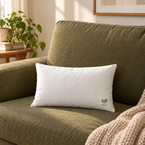 Home & Living — All-Over Print Basic Pillow in a natural editorial setting