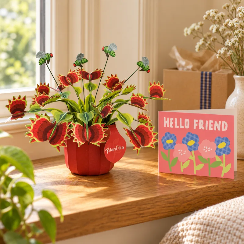 Paper flytrap and Hello Friend card
